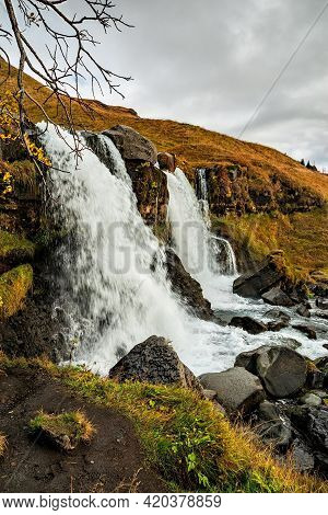 Gluggafoss Waterfall In Summer Season Also Called Merkjarfoss Near Thorsmork, Iceland