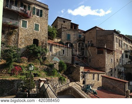 View Of The Rocchetta Nervina Sitano Village Within The Liguria Region - Italy