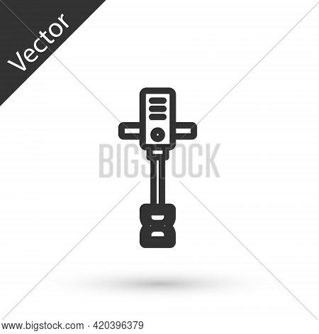Grey Line Electrical Hand Concrete Mixer Icon Isolated On White Background. Handheld Electric Cement