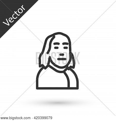 Grey Line Benjamin Franklin Icon Isolated On White Background. Vector