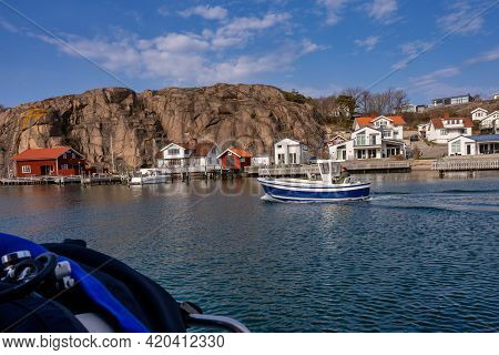 April 17, 2021 - Hamburgsund, Sweden: A Picturesque Fishing Village On The Swedish West Coast. Tradi