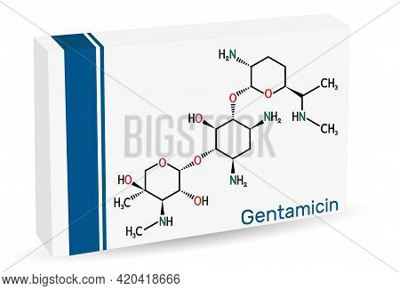 Gentamicin Molecule. It Is Broad-spectrum Aminoglycoside Antibiotic. Skeletal Chemical Formula. Pape