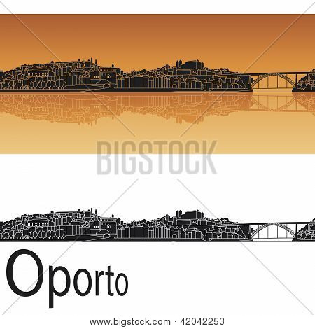 Panorama města Porto v oranžovém pozadí