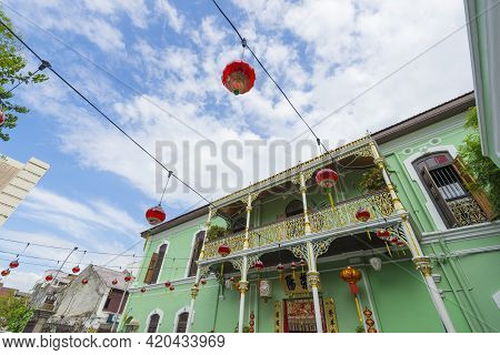 Penang, Malaysia - February 13,2019 : Exterior View Of Pinang Peranakan Mansion In Penang, Malaysia 
