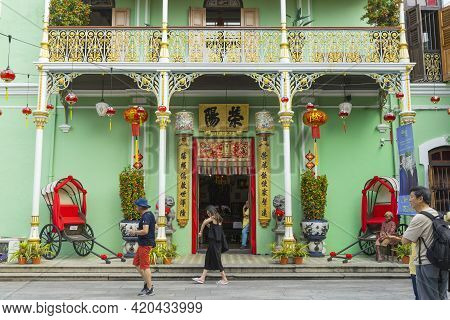 Penang, Malaysia - February 13,2019 : Exterior View Of Pinang Peranakan Mansion In Penang, Malaysia 