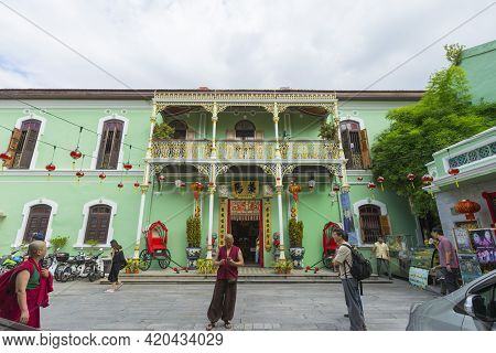 Penang, Malaysia - February 13,2019 : Exterior View Of Pinang Peranakan Mansion In Penang, Malaysia 