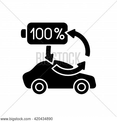 Top Up Charging Black Glyph Icon. Way Of Charging Electric Vehicle To Keep Its Battery Health And We
