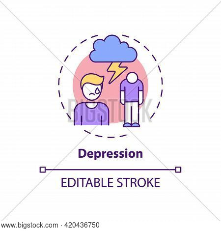 Depression Concept Icon. Anxiety Disorder. Stress Management Issues. Burnout Symptom. Mental Health 