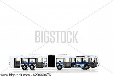 Articulated City Bus. Stretch Bus. Accordion Bus On A White Background. Toy Bus. Isolate.