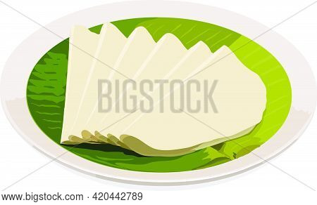 Vector Illustration Of Nice Pathiri, South Indian Malabar Special Food Made Using Rice Flour Which I
