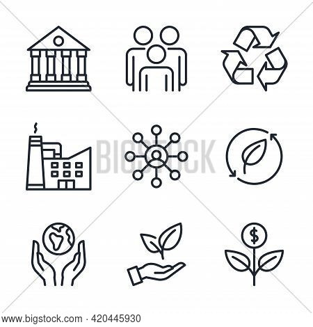 Esg Concept. Environmental, Social, And Corporate Governance Related Editable Stroke Outline Icons S