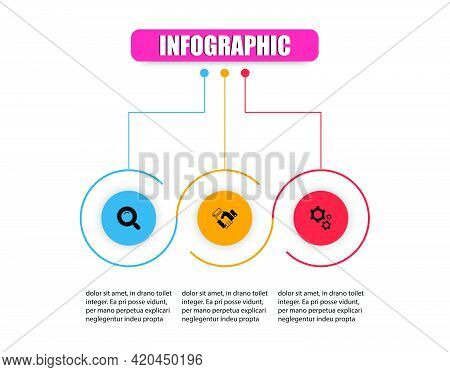 Infographic Timeline 3 Steps Modern Circular Connecting Infographic Template. Planning Design Presen