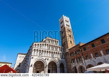 Main Facade Of The Medieval Cathedral Of San Martino (saint Martin), In Romanesque Gothic Style, Xi 