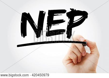 Nep - Network Equipment Provider Acronym With Marker, Technology Concept Background