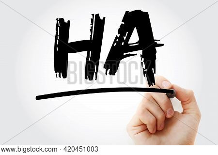 Ha - High Availability Acronym With Marker, Technology Concept Background
