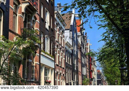 Amsterdam City Architecture. Leidsegracht Street Residential Buildings.