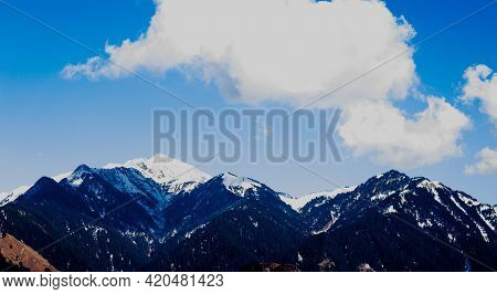 Picture Of Mountain Covered In Snow In Himachal Pradesh, India.
