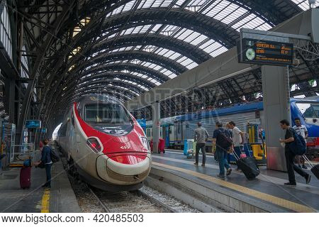 Milan, Italy - September 18, 2017: On The Platforms Of Milan Central Station