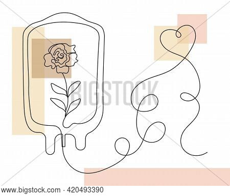 Boho Dropper With Rose Inside. Bohemian Donor Day Concept Vector.