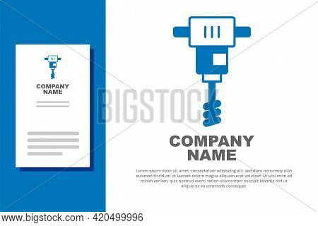 Blue Electrical Hand Concrete Mixer Icon Isolated On White Background. Handheld Electric Cement Mixe