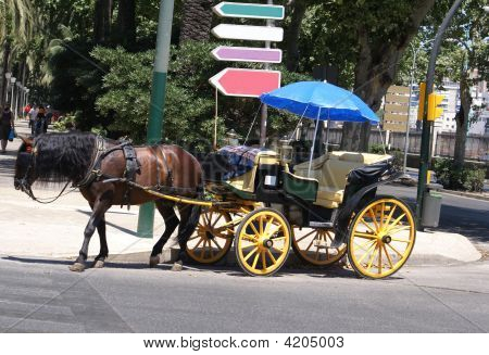 Carruagem do cavalo &. Transporte para os turistas, Espanha