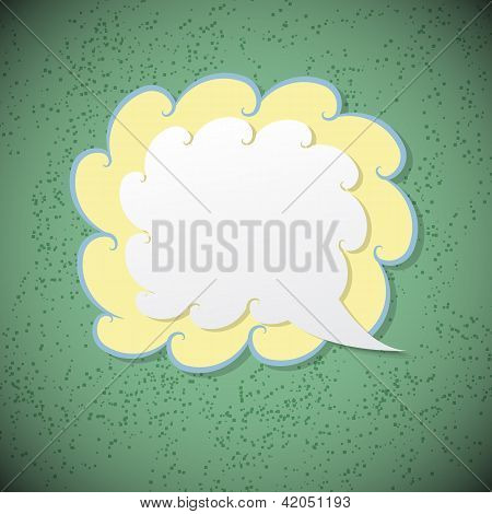 Retro Speech Bubble On Green Background