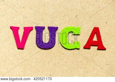 Color Cloth Alphabet Letter In Word Vuca (abbreviation Of Volatility, Uncertainty, Complexity And Am