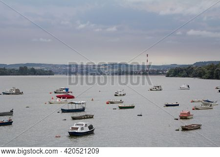 Zemun Quay (zemunski Kej) In Belgrade, Serbia, On The Danube River, Seen In Autumn, During A Cloudy 