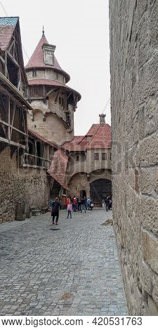 Leobendorf, Austria - May 11, 2019: This The Passage To Citadel In The Medieval Kreuzenstein Castle.