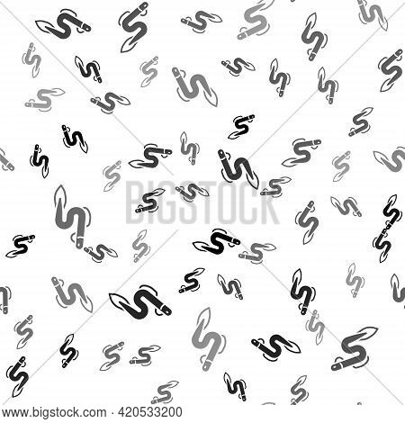 Black Eel Fish Icon Isolated Seamless Pattern On White Background. Vector