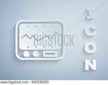 Paper Cut Electrical Measuring Instrument Icon Isolated On Grey Background. Analog Devices. Measurin
