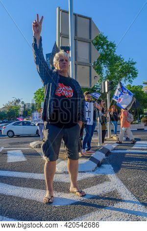Haifa, Israel - May 15, 2021: Protest Of Local Citizens Against The War, And Prime Minister Benjamin