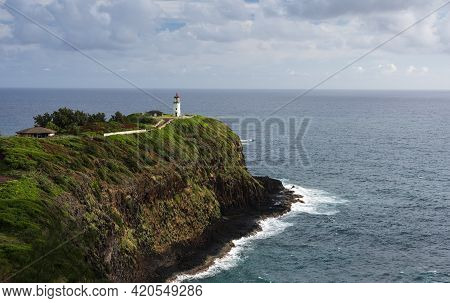 Kilauea Lighthouse Is Located In A Protected Home For Nesting Seabirds. The Lighthouse And Kilauea N