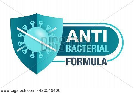 Antiviral Antibacterial Coronavirus Formula 3d Shield Icon. Stop Symbol, Health Protection, Hand San