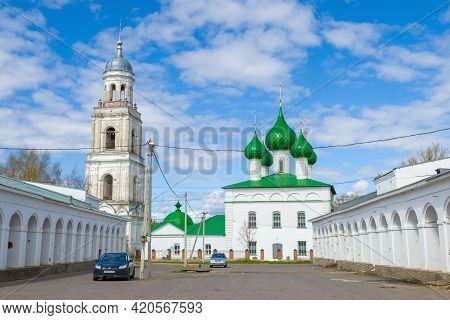Poshekhonye, Russia - May 07, 2021: View Of The Cathedral Of The Life-giving Trinity From The Shoppi