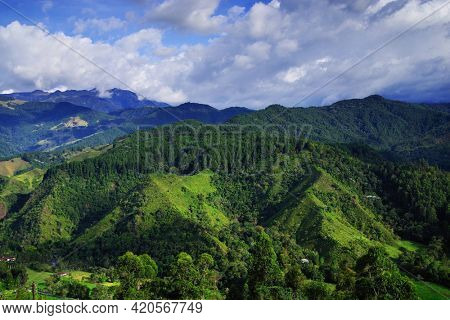 Stormy clouds over Cordiliera Central, Salento, Colombia, South America