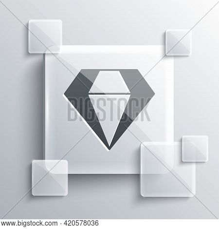 Grey Diamond Icon Isolated On Grey Background. Jewelry Symbol. Gem Stone. Square Glass Panels. Vecto