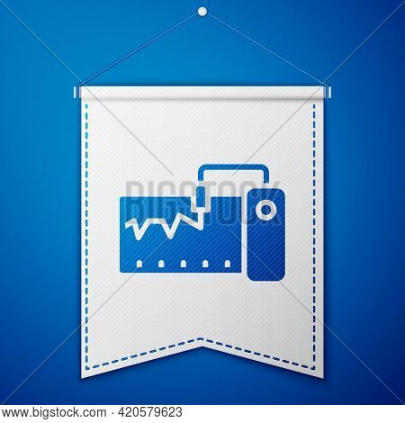 Blue Electrical Measuring Instrument Icon Isolated On Blue Background. Analog Devices. Measuring Dev