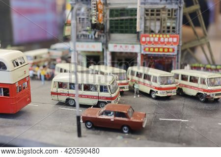 Scale Of Old Hong Kong City Life Transport And Figure.  3 May 2021