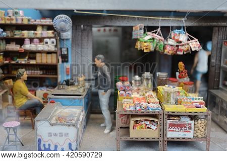 Scale Of Old Hong Kong City Life Model And Figure.  3 May 2021