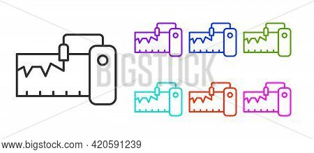 Black Line Electrical Measuring Instrument Icon Isolated On White Background. Analog Devices. Measur