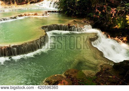 Tat Kuang Si Waterfalls Or Kuang Xi Falls For Laotian People And Foreign Travelers Travel Visit And
