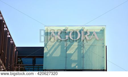 Warsaw, Poland. 10 May 2021. Sign Agora. Company Signboard Agora.