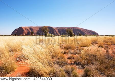 Uluru (ayers Rock), Northern Territory, Australia, September 2018.  This Imposing Geological Structu