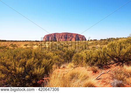 Uluru (ayers Rock), Northern Territory, Australia, September 2018.  This Imposing Geological Structu