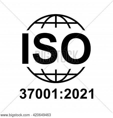 Iso 37001:2021 Icon. Anti-bribery Management Systems. Standard Quality Symbol. Vector Button Sign Is