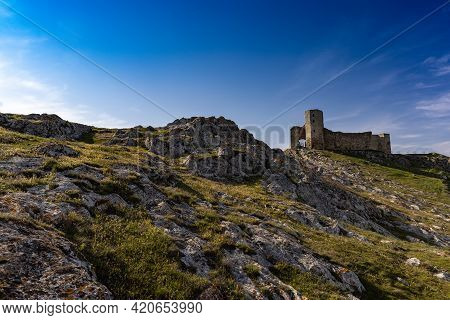 The Enisala Fortress Is A Medieval Fortress Sitting High On A Hillin Tulcea County, Dobrodja, Romani