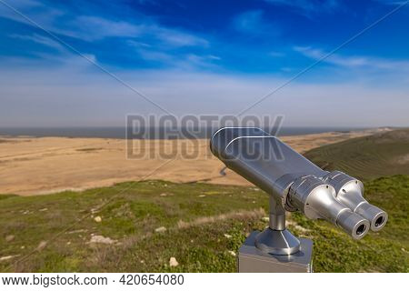 Touristic Telescope For Panorama Observation, Travel Nature Concept