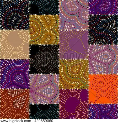 Patchwork Textile Pattern. Seamless Quilting Design Background.