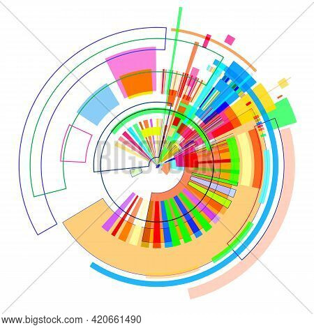 Circle With Colored Geometric Shapes On White Background